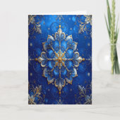 Blue Gold Decorative Holiday Card カード (正面)