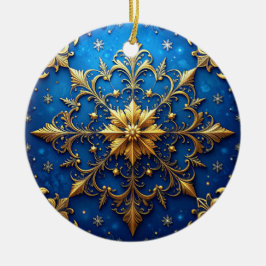 Blue Gold Decorative Holiday Ornament セラミックオーナメント