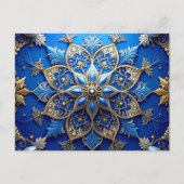 Blue Gold Decorative Holiday Postcard ポストカード (正面)