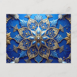 Blue Gold Decorative Holiday Postcard ポストカード