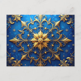 Blue Gold Decorative Holiday Postcard ポストカード