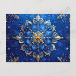 Blue Gold Decorative Holiday Postcard ポストカード