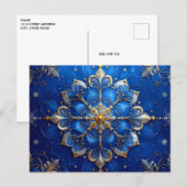 Blue Gold Decorative Holiday Postcard ポストカード (正面/裏面)