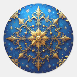 Blue Gold Decorative Holiday Sticker ラウンドシール