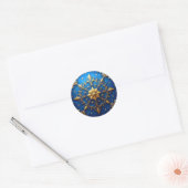 Blue Gold Decorative Holiday Sticker ラウンドシール (封筒)
