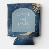 Blue Gold Elegant Celestial Starry Sky Wedding 缶クーラー (正面)