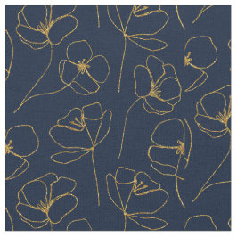 Blue Gold Elegant Fabric Crafting Pattern ファブリック