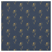 Blue Gold Elegant Fabric Crafting Pattern ファブリック (クローズアップ)