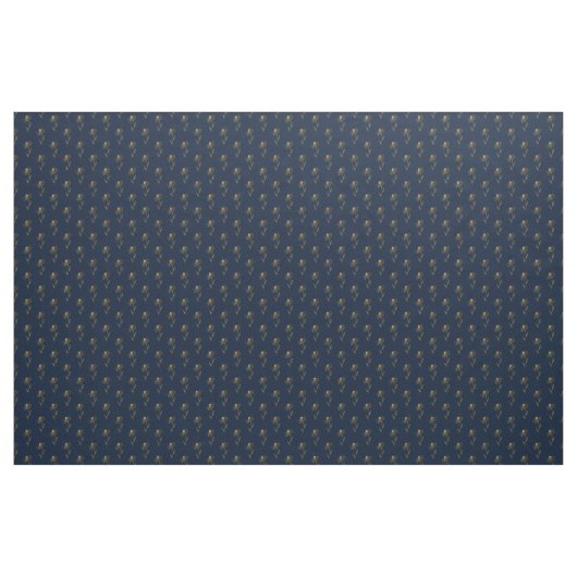 Blue Gold Elegant Fabric Crafting Pattern ファブリック (ファットクウォーター)