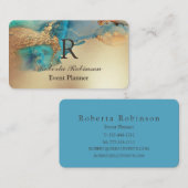 Blue Gold Elegant Marble Modern 名刺 (正面/裏面)