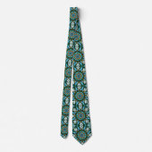 Blue Gold Faux Stained Glass Kaleidoscope Necktie ネクタイ (裏面)
