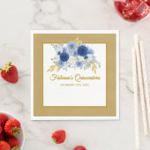 Blue & Gold Floral Quinceañera Napkins スタンダードランチョンナプキン (インサイチュ)