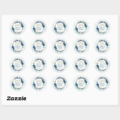Blue Gold Floral Wedding Sticker Elegant Circle ラウンドシール (シート)