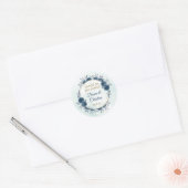 Blue Gold Floral Wedding Sticker Elegant Circle ラウンドシール (封筒)
