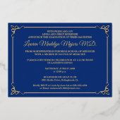 Blue Gold FOIL Class of 2026 Photo Graduation 箔招待状 (裏面)