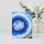 Blue Gold Geode Resin Pattern ポストカード (スタンド正面)