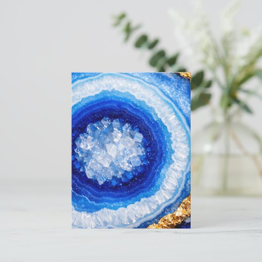 Blue Gold Geode Resin Pattern ポストカード (スタンド正面)