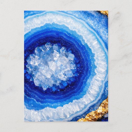 Blue Gold Geode Resin Pattern ポストカード (正面)