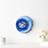 Blue Gold Geode Resin Pattern ラウンド壁時計 (ホーム)