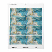 Blue Gold Glitter Cosmetics Dropper Bottle Label ラベル (フルシート)