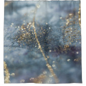 Blue Gold Glitter Glam 1 シャワーカーテン (正面)