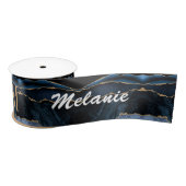 Blue Gold Glitter Ribbon Your Name and Letter サテンリボン (リール)