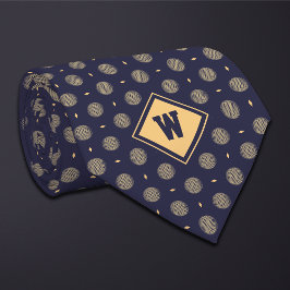 Blue Gold Golf Ball Icon Necktie ネクタイ
