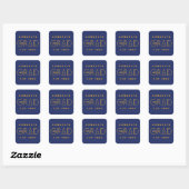 Blue Gold Grad Typography Graduation Sticker スクエアシール (シート)