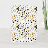 Blue Gold Grey Stripes Christmas Celebration  カード (裏面)