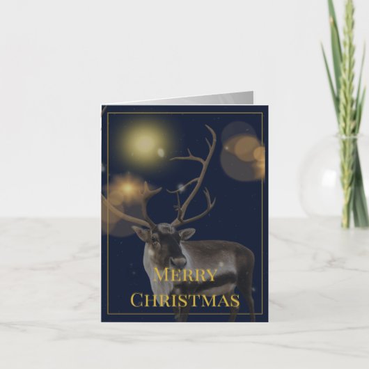 Blue & Gold Holiday Greeting Card (4 Pages) カード (正面)