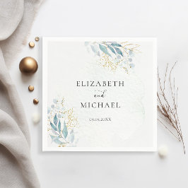 Blue Gold( Imitat) Watercolour Wedding Collection スタンダードカクテルナプキン