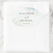 Blue Gold( Imitat) Watercolour Wedding Collection 楕円形シール (バッグ)