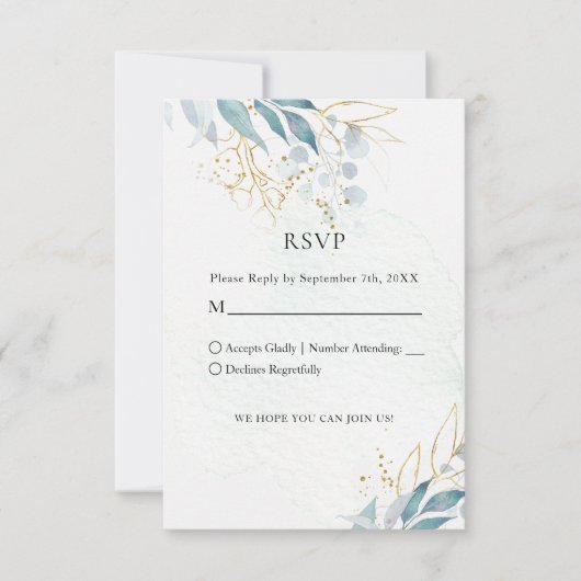 Blue Gold( Imitat) White Wedding Collection 出欠カード (正面)