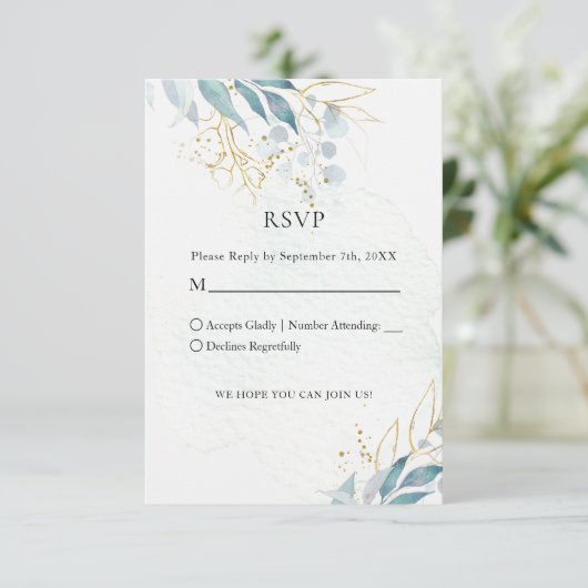 Blue Gold( Imitat) White Wedding Collection 出欠カード (スタンド正面)