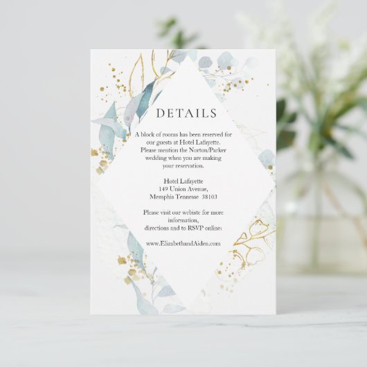 Blue Gold( Imitate ) White Wedding Collection 出欠カード (スタンド正面)