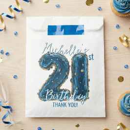 Blue Gold Jewel Agate Glam 21st Birthday Party フェイバーバッグ