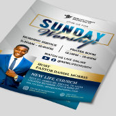 Blue & Gold Join us for Sunday Worship Church チラシ