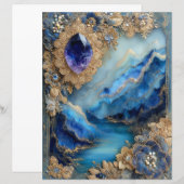 Blue Gold Landscape Junk Journal Scrapbook Paper (正面/裏面)