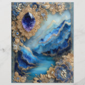 Blue Gold Landscape Junk Journal Scrapbook Paper (正面)