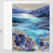 Blue Gold Landscape Junk Journal Scrapbook Paper (正面/裏面)