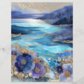 Blue Gold Landscape Junk Journal Scrapbook Paper (正面)