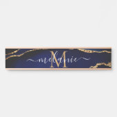 Blue Gold Marble Door Sign Personalize Name Letter サインプレート (正面)
