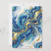 Blue Gold Marble Elegant Luxury Fluid Art Editable 招待状 (裏面)