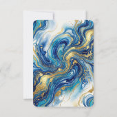 Blue Gold Marble  Elegant Wedding Save the Date セーブザデート (裏面)