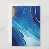 Blue Gold Marble Glitter Photo 80th Birthday 招待状 (裏面)