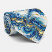 Blue Gold Marble Luxury Abstract Fluid Art Pattern ネクタイ (ロール)