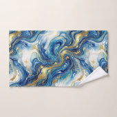 Blue Gold Marble Luxury Decor Fluid Art Pattern バスタオルセット (ハンドタオル)