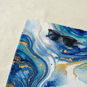 Blue Gold Marble Luxury Decor Fluid Art Pattern ビーチタオル (インサイチュ)