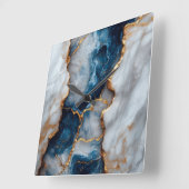 Blue & Gold Marble Square Wall Clock  スクエア壁時計 (傾斜)