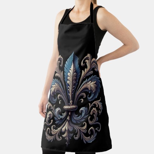 BLUE & GOLD MARDI GRAS FLEUR DE LIS エプロン (インサイチュ)